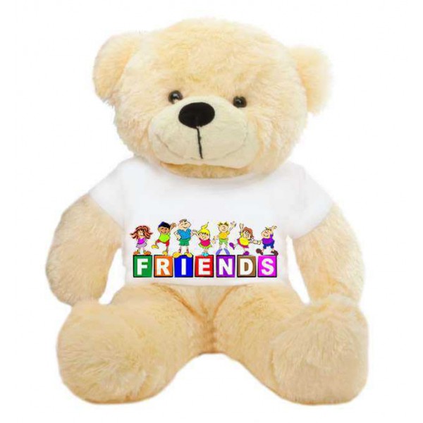 Peach 2 feet Big Teddy Bear wearing a FRIENDS T-shirt